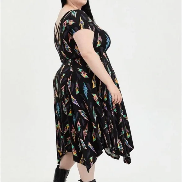 Super Soft Black Monsters Hankerchief Dress - Picture 4 of 6